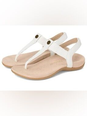 Vionic Brea Women's White Leather Toe Slingback Sandal Size 8 EUC Orthotic